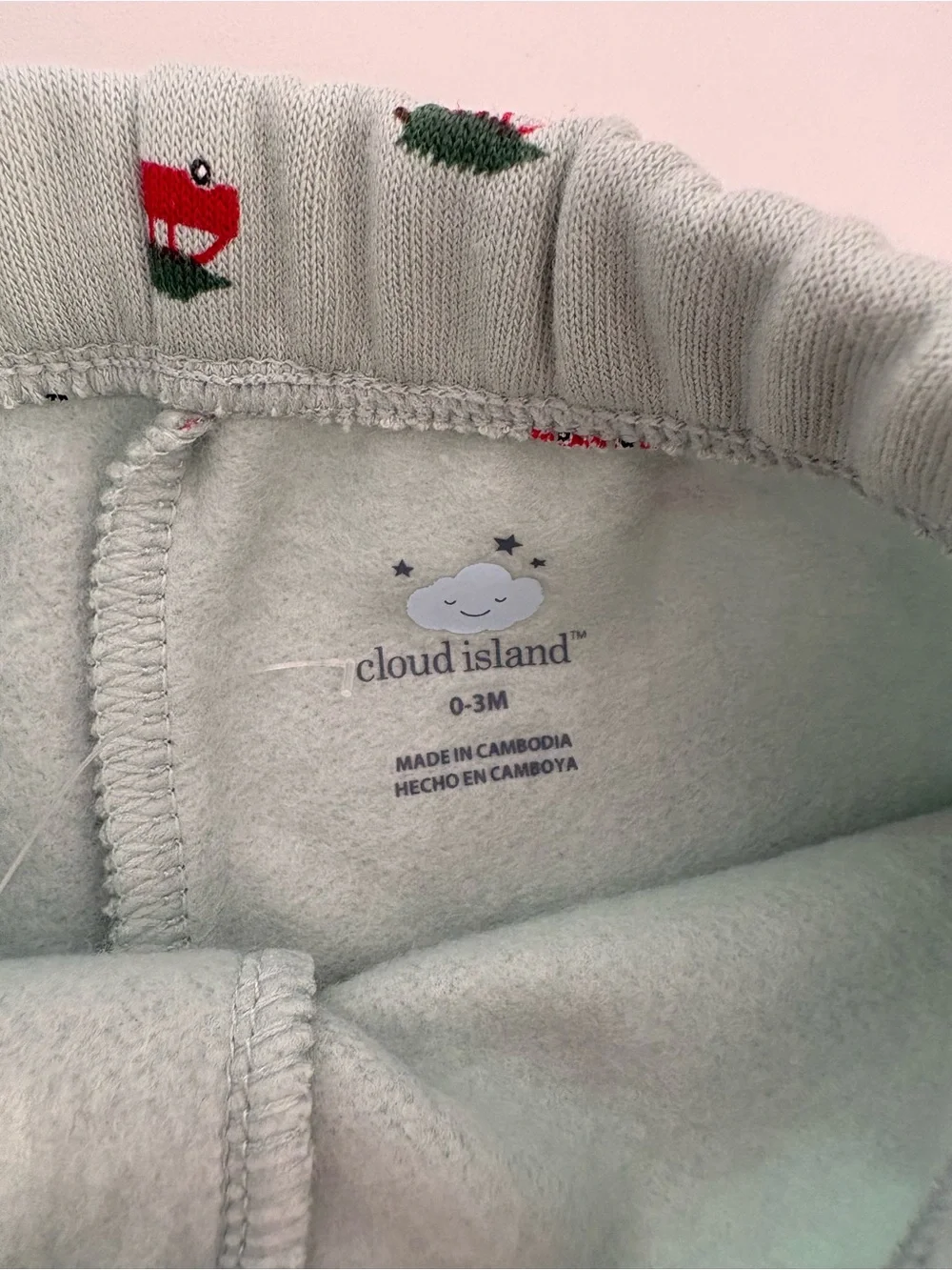 cloud island Baby Sweater in Light Gray with Red Car Print 0-3m